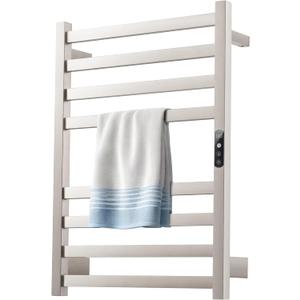 Towel Warmer Brushed Heated Towel Rack for Bathroom Wall Mounted Electric Towel Dryer Rack with Temperature Control and 24 Timer Plug-in/Hardwired