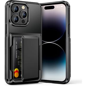 Vofolen for iPhone 14 Pro Max Case Wallet with Card Holder [Max 4-5 Cards] Dual Layer Heavy Duty Shockproof Protective Hidden Flip Card Slot Slim Phone Case for iPhone 14 Pro Max for Men Women-Black