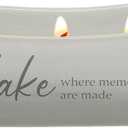 Pavilion Gift Company - at The Lake - 12-Ounce Wax Reveal Natural Soy Wax 3 Wick Candle, Jasmine Scented, Hidden Message Candle, Lake House Dcor, 1 Count, 7.5 x 3.5 x 2.25-inch, Gray