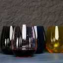 Stemless Wine Glasses Set 4 Colored Red White Wine Glasses 17oz Tumbler Crystal Glasses Pink Blue Gold