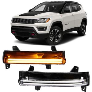 Dreamseek LED DRL Driving Fog Lamp for Jeep Compass 2017 2018 2019 2020 2021 Front Daytime Running Light with Dynamic Sequential Turn Signal