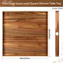 RattanView 24 Inch Extra Large Square Ottoman Table Tray with Handles Large Acacia Wood Serving Decorative Ottoman Wood Tray for Kitchen Coffee Sofa Table Organizer Storage Topper