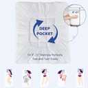 CYMULA Full Size Mattress Topper, Cooling Mattress Pad Cover Waterproof, Extra Thick Pillow Top Mattress Topper with 8-21 Inch Elasticated Pockets, Firm Plush Down Alternative Fill Mattress Protector (Waterproof White With Blue Lines)