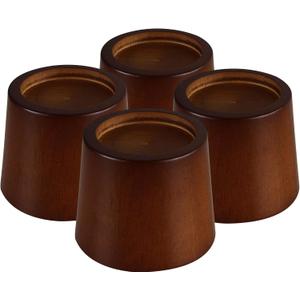 3 x Wood Bed Furniture Risers Blocks - 3 inch Set of 4 Bed Risers, Heavy Duty Solid Wood Round Risers, Sofa Riser with Non-Slip Pad, Create Storage Space and Easy Cleaning for The Sweeper