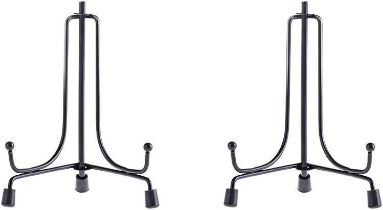 LIONWEI LIONWELI 4inch(2pack) Upgraded Anti-Slip Iron Plate Display Stand Black Easel Display Stand Photo Holder Stand,Displays Picture Frames, Decorative Plates, and Artworks