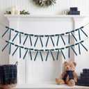 Hotop 2 Pcs Tartan Plaid Bow Garlands Banner Decoration Vintage Baby Shower Party Decoration Green and Blue Pre-Strung Satin Ribbon Ornaments for Baby Shower Gender Reveal Bridal Birthday Party