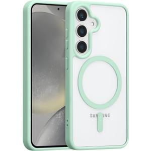 RALEAVO for Samsung Galaxy S24 Plus/S25 Plus Case Strong Magnetic Clear Cover [Compatible with Magsafe] Slim Shockproof Protective Case for S24 Plus/S25 Plus with Transparent Hard Back, Green