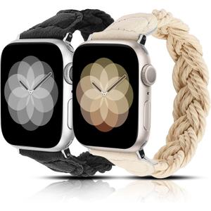 Minyee Compatible with Apple Watch Band Braided 41mm 40mm 38mm 42mm 44mm 45mm 46mm 49mm Women,Solo Loop Stretchy Slim Elastic Woven Cute Bracelet Strap for iWatch Series 10 9 Ultra SE 8 7 6 5 4 3 2 1