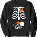 Halloween Skeleton Baby Rib Cage Maternity Pregnant Pumpkin Sweatshirt XL