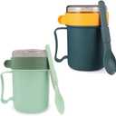 2PCS Soup Mug with Lid, Microwavable Soup Bowls with Handles, 2 Colors Soup Cups with Spoon, Soup Containers with lids for Home Office School Outdoor Travel Picnic