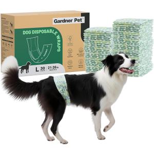 Gardner Pet Male Dog Diapers Disposable 30Ct, Male Dog Wraps with Wetness Indicator & Flashdry Gel Technology, Dog Diapers Male for Puppy Training, Marking, Incontinence, Travel - Large