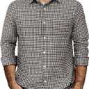 Mens Gingham Button Down Shirt Long Sleeve Dress Shirts Business Casual Shirts with Pockets (M)