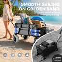 Beach Wagon with Extended Tailgate, 9" Big Sand-Proof Wheels, Heavy Duty 200L Oversized Foldable Beach Cart, 440LBS Utility Wagon with Side Pocket for Sand,Camping,Vacation