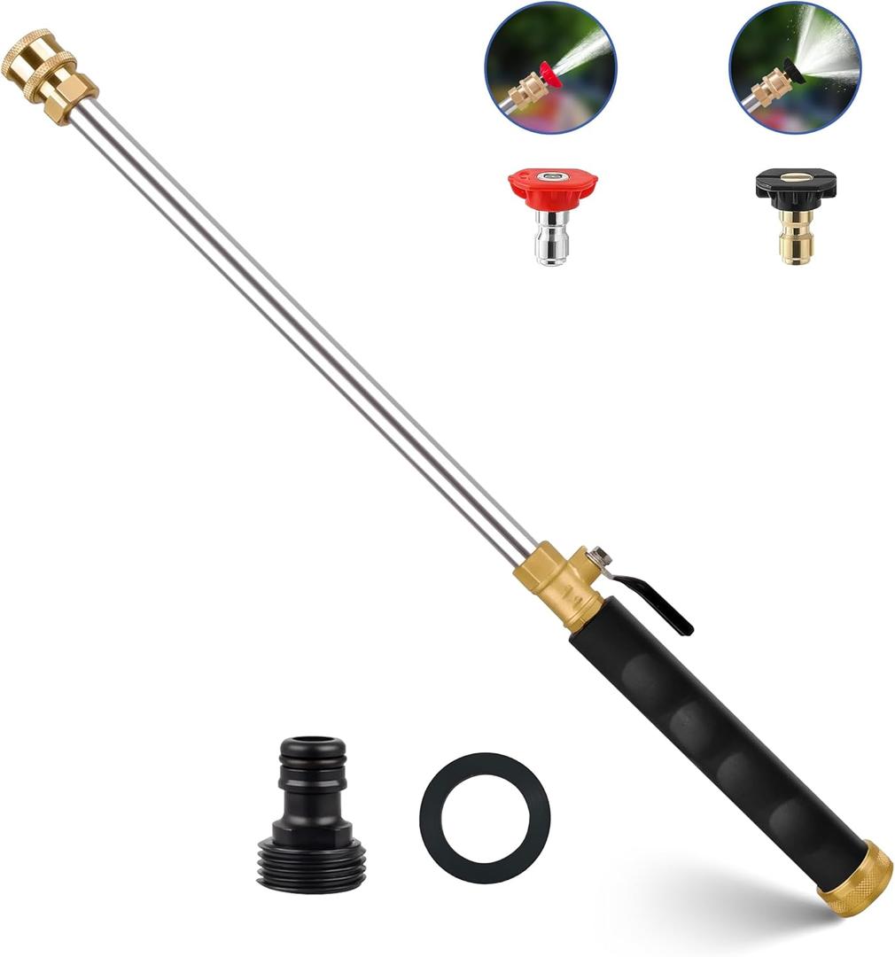 2026 Upgraded Jet Nozzle Power Washer for Garden Hose, 2-In-1 High Pressure Wand with 2 Different Nozzles and Quick Connectors, High Pressure Washer Tools For Patio Car Pet Window Washing (black)