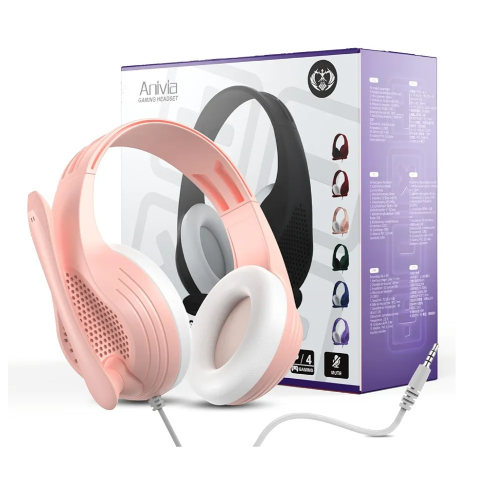 Gaming Headset with Microphone for PS4 Xbox One PS5 Controller, Over Ear Wired Headphones with Mic for PC Computer Mac Laptop and Consoles (Rose Gold)