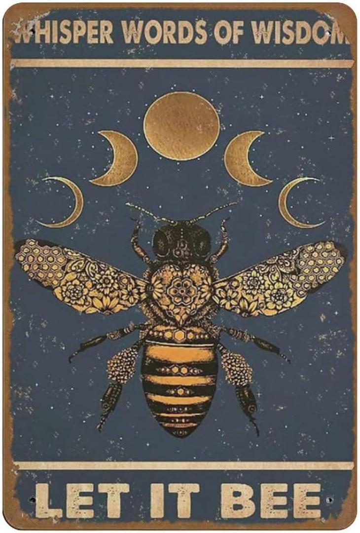 Whisper Words Of Wisdom Let It Be Metal Poster Decor Honey Bee Lover Gift Bumble Bees Artwork Signs For Home Kitchen Wall Party Novelty Coffee Retro Plate Desserts Shop Cafe Decor Farmhouse