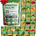 HOME GROWN 25 Heirloom Vegetable Seeds Kit - 12,000+ Non-GMO Seeds for Planting Vegetables, Survival Garden Seed Vault, Tomatoes Carrots Beans Kale Peppers, Indoor Outdoor Garden