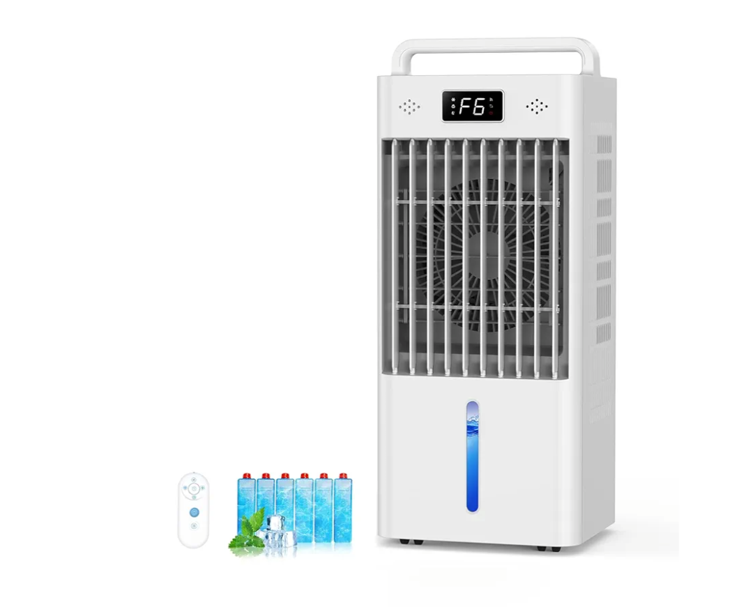 Portable Windowless Air Conditioners, 3-IN-1 Swamp Cooler, Evaporative Air Cooler, 6 Speeds & 3 Modes, 3-Gal Water Tank for Cooling, 20 FT/S Remote Control, Portable Air Cooler for Indoors