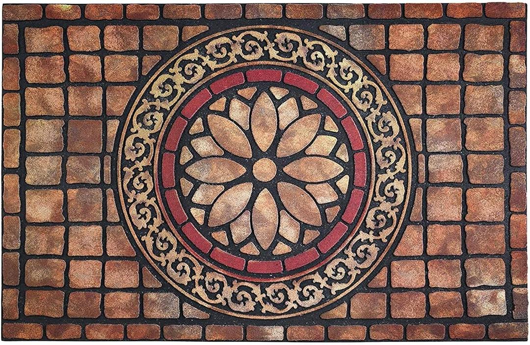 CHICHIC Rectangle Entrance Door Mat Large 18 x 30 Inch High Traffic Area Entry Way Doormat Front Door Rugs Outdoors Heavy Duty Welcome Mat, Non Slip Rubber Back Low Profile for Garage (1'6" x 2'6" (Rectangular), Brick-red)