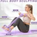 Upgraded Pedal Resistance Bands with Handles, 6-Tube Multifunction Stretching Workout Band for Abdomen Waist Arms Legs Training, Exercise Bands for Women (Purple)