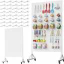 Metal Pegboard Display Stand 3.5 x 5.5 Feet, Adjustable Height with 40 Peg Board Hooks and Wheels, Pegboard Display Rack, Craft Display Rack, Retail Display Rack, Garage Peg Board