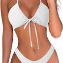 OMKAGI Women Sexy Thong Bikini Swimsuit Set Push Up String Brazilian Bathing Suits(M, White)