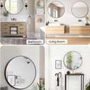 Round Mirror, 32 inch Circle Mirror, HD Eco-Friendly Round Bathroom Mirror for Over Sink, Big Matte Black Metal Framed Wall Mirror for Wall, Vanity, Entryway, Hallway, Living Room, Easy to Install