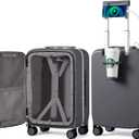 Mixi Carry On Luggage with Cup Phone Holder and Charger Hard Shell Suitcases with Spinner Wheels,20 Inch Rock Gray