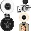 CloudValley Magnetic Selfie Light with Mirror, 3-in-1 Portable LED Ring Light for iPhone & Android, Rechargeable Foldable Holder, Adjustable Brightness & Color, Perfect for Video, Photo & Makeup