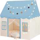 Play Tent with Mat, Star Light Large Kids Playhouse with Windows Easy to Wash, Indoor and Outdoor Play Tents for Kids, Little Dove Toys for Girls, Boys, 47x40x52 (Blue Playhouse, Large Size)