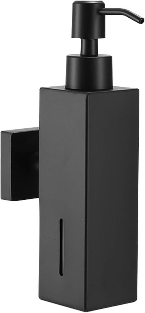 Soap Dispenser, Wall Mounted Square Hand Wash Dispenser with Pump, 304 Stainless Steel 160ml Liquid Dispenser, Refillable Dish Soap Dispensers for Kitchen Bathroom, Black