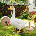 23 Inch Porch Goose Statue,Realistic Large White Goose Sculpture with Hat