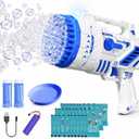 Bubble Gun for Kids, 69-Hole Bubble Machine with LED Lights, 69 Hole Bubble Blaster Blower, for Ages 3+, Summer, Birthday, Party Wedding Outdoor (Blue)