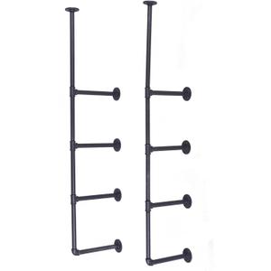 Topower Industrial Country Style Decorative Pipe Wooden Wall ShelvesRustic DIY Ceiling Pipe Shelf Wall Vintage Hung Bracket Industrial Shelves (Black)
