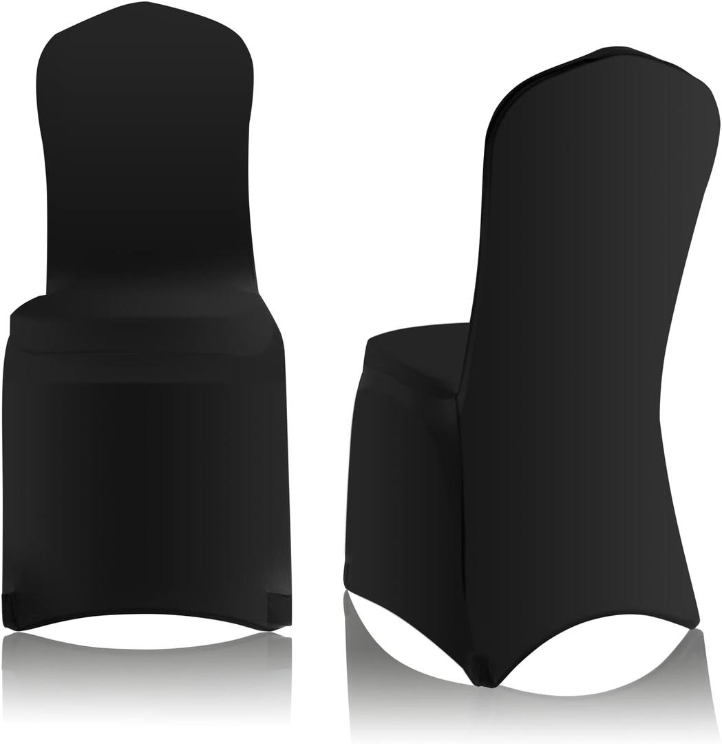 EMART Black Chair Covers 100 Pcs Spandex Stretch Universal Standard Seat Slipcovers Fitted for Wedding Bulk, Party, Banquet and Holidays Celebration