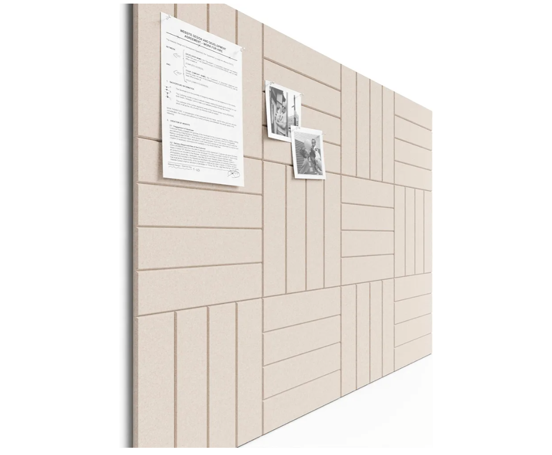 Bumusty Large Cork Board Alternative-48 x 36" Felt Bulletin Board Tiles, with 30 Pushpins, 70 Adhesive Tabs, 12-Pack Slat Wall Paneling, Cork Boards for Office Push Pin Board Felt Board-Oatmeal