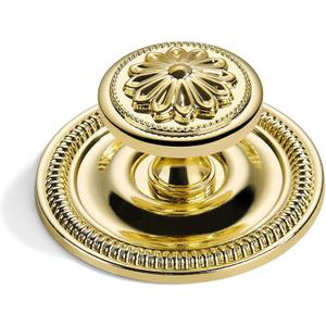 khtumeware 2 Pack 2.5 Inch Polished Brass Cabinet knobs with Backplate,Vintage Backplate for Cabinet knobs and Drawer knobs, Bi-Fold Door Knobs