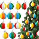 12 Pcs Mini Beach Ball Ornaments for Christmas Tree 3.15 Inch Shatterproof Plastic Summer Hanging Balls Decoration for Christmas Hawaiian Party Tropical Decorative Supplies(Classic)