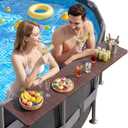 Uniflasy Above Ground Pool Accessories Pool Bar for Above Ground Pool Bar Table 47.2" 110LBS Heavy Duty Swimming Poolside Bar Table Shelf Deck Attachment for Round Oval Pools, Adjustable Folding