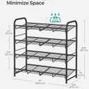 SONGMICS Stackable Shoe Rack, 4 Tier Metal Shoes Rack Storage Shelf, Holds up to 16 Pairs Shoes, Adjustable Slanted Shelves Shoe Tower Organizer for Closet Entryway Small Spaces, Black