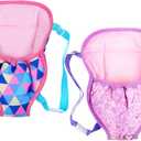 Sumind 2 Pieces Baby Doll Carrier Backpacks Doll Carrier Front Storage Bags with Straps Fit for Dolls from 14 to 18 Inches(Geometry and Heart Style)