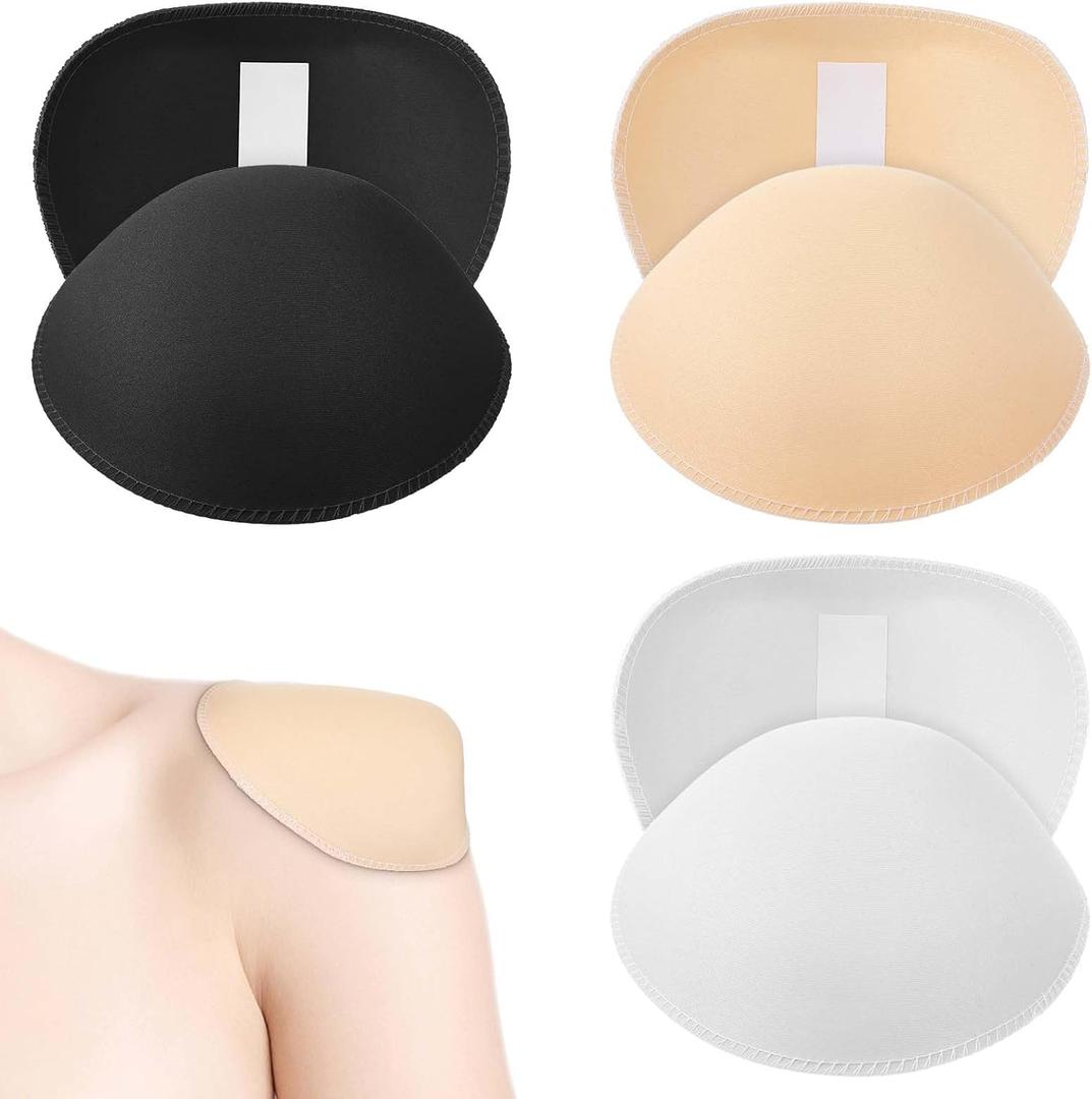 Classicseali 3 Pairs Shoulder Pads for Women,1.5 cm Thickness Womens Shoulder Pads,Self-Adhesive Breathable Shoulders Pad for Women, for Woman and Men's Leaning High and Low Shoulders Shirt T-Shirt