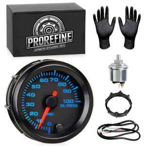 Oil Pressure Gauge Kit 7 Color 100 PSI Upgraded 2-1/16" 52mm Includes Electronic Sensor & Wiring for Car Truck