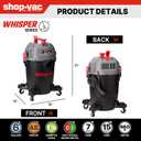 Shop-Vac 6 Gallon Ultra Quiet Shop Vacuum Wet and Dry, 4.5HP Powerful Suction Wet/Dry Vacuum with Attachments, 1-7/8 in. x 7 Ft Hose, 15 Ft Cord, Ideal for Jobsite, Garage, Workshop & Home, 5430541