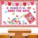 Gueevin 91 Pcs Valentine's Day Bulletin Board Set Love Heart Bulletin Board Decorations a Class Full of Sweethearts Themed Cutouts for Valentine's Day Office School Classroom Wall Decor