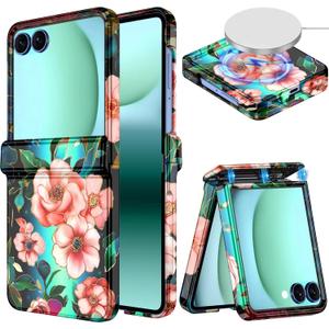 Hekodonk for Galaxy Z Flip 7 Case,[Compatible with MagSafe][Built-in Screen Protector][Hinge Protection],Magnetic Slim Shockproof Women Girls Case for Samsung Galaxy Z Flip 7,All Green