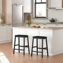 HOOBRO Bar Stools, Set of 2 Bar Chairs, Counter Height Bar Stools, 24 Inch Barstools for Kitchen Counter, PU Upholstered Kitchen Stools, for Kitchen, Bar, Dining Room, Black BB01MD01