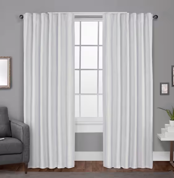 White Full Blackout Curtain Panels with Sheer Overlay Mix and Match Double Layer Thermal Insulated Window Treatment Set for Living Room,  2 Panels, Size 43" x 82"