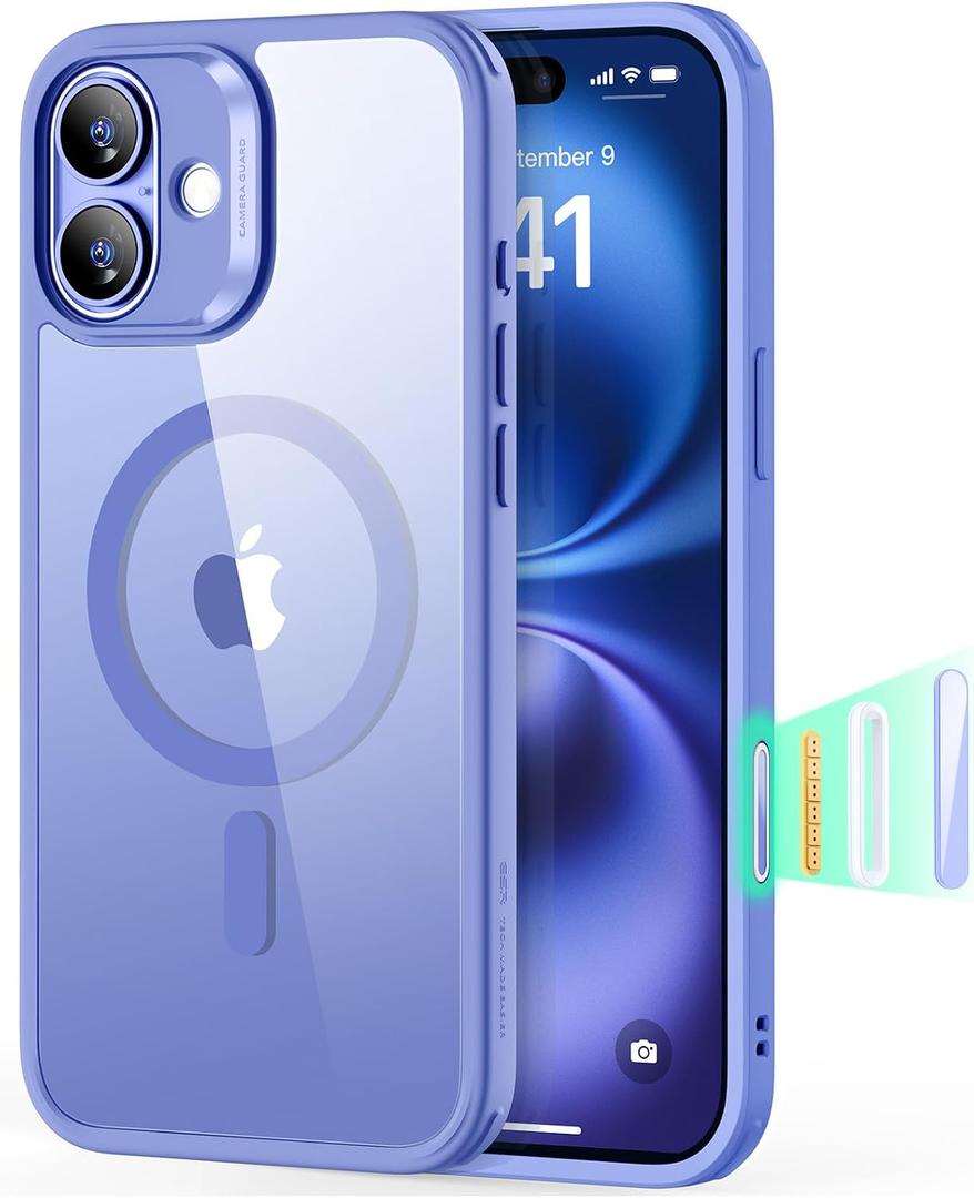 ESR for iPhone 16 Case, Camera Control Cover, Compatible with MagSafe, Shockproof Military-Grade Protection, Magnetic Phone Case for iPhone 16, Classic Hybrid Case, Clear Blue | Shockproof, Magnetic Phone Case