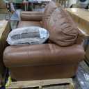 Signature Design by Ashley Carianna Classic Leather Match Loveseat with Nailhead Trim, Dark Brown, 74"W x 40"D x 40"H
